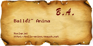 Balló Anina névjegykártya